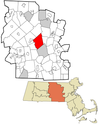 Location in Worcester County and the state of Massachusetts.