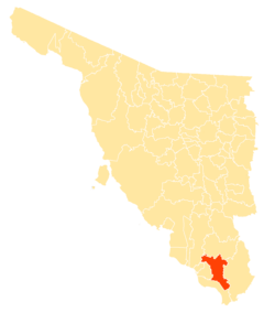 Location of the municipality in Sonora