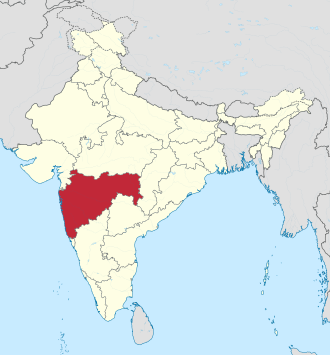The map of India showing Maharashtra