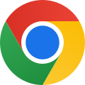 The Google Chrome Logo blue circle surrounded by a thicker band that contains three coloured segments. The outer band is red, yellow, and green. These four logos represent Google's identifying colours.