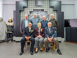 Liquidators of Chernobyl, gathered at the Slavutych museum on the 32nd anniversary of the disaster.