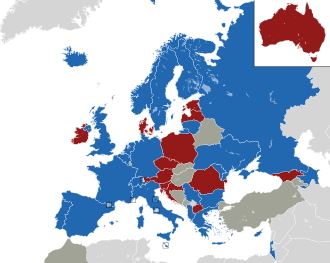 A coloured map of the countries of Europe