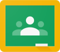 The Google Classroom logo, featuring a green chalkboard with an icon of 3 people on it.