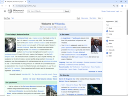This is a screenshot of the Chrome browser. The browser has one tab open. The website opened in the browser is English Wikipedia's main page.
