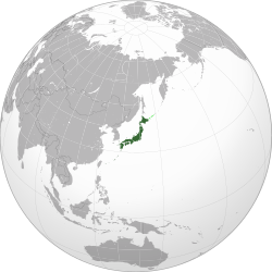 Projection of Asia with Japan's Area colored green