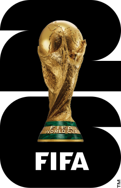 Emblem of the 2026 FIFA World Cup, showing numbers "2" (top) and "6" (bottom) superimposed by the World Cup trophy