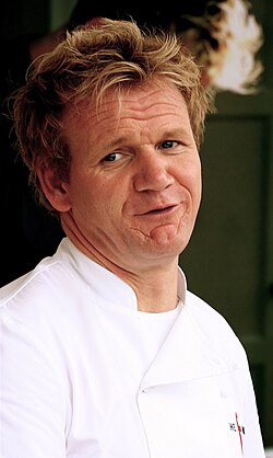 Headshot of Gordon Ramsay. He is a middle-aged, white man with blond hair.