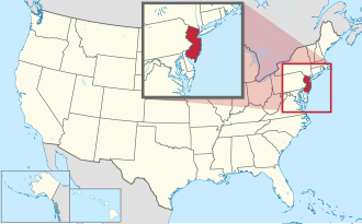 Location of New Jersey within the United States