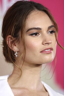Lily James photographed at the Australian premiere of Baby Driver in 2017
